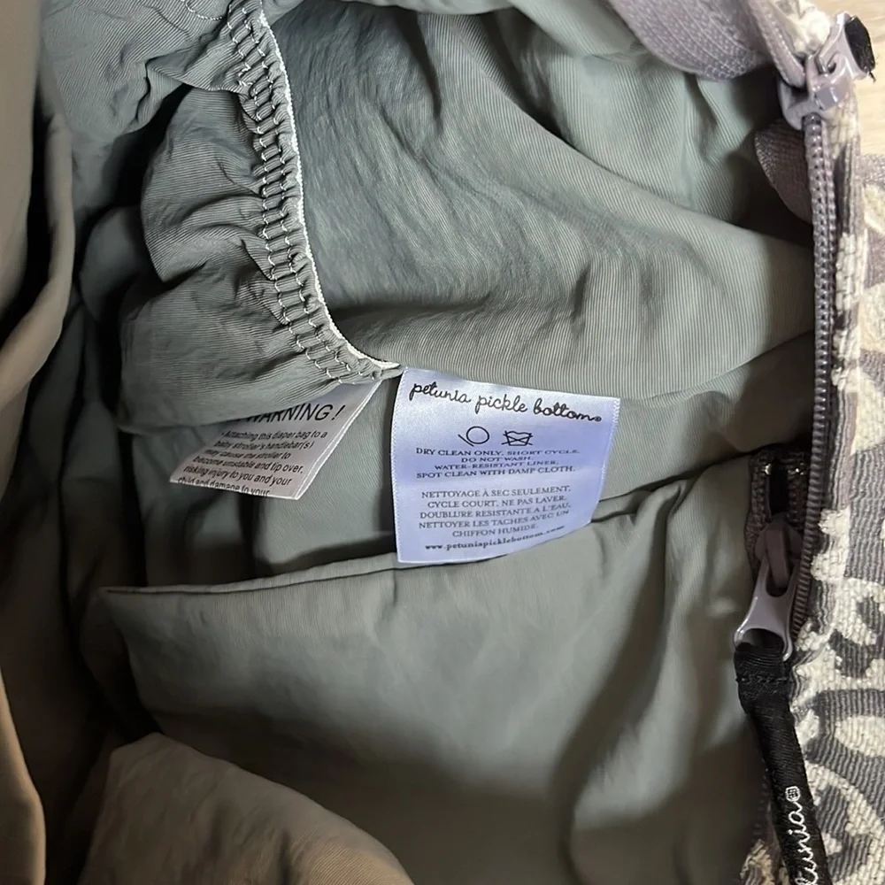 Petunia Pickle Bottom Diaper Bag Gray and White